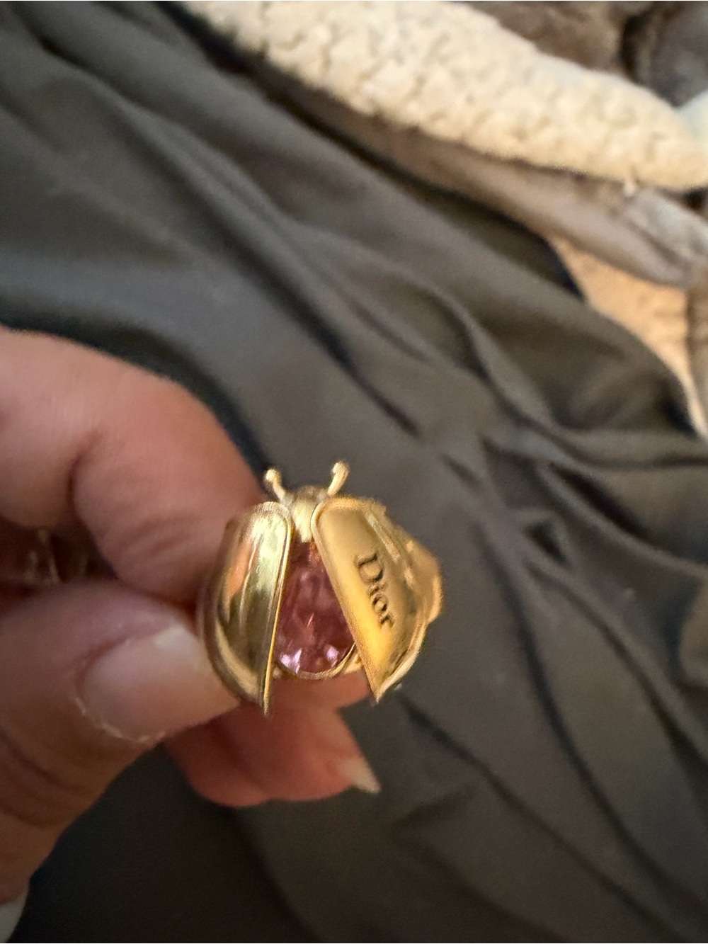 Dior Gold-Tone ladybug Charm ring size 7
